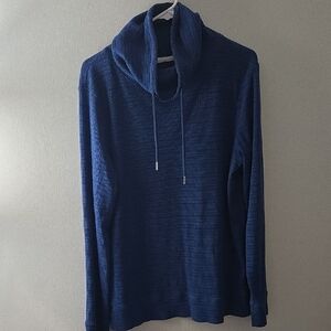Express Navy and Black Textured Cowl Neck Sweater
